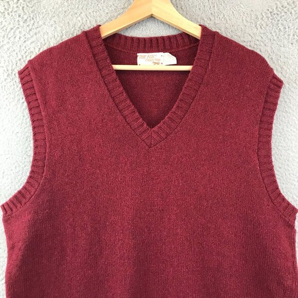 Vintage The Fox Collection Red Wool Blend V-Neck Sweater Vest XLT - Picture 2 of 8